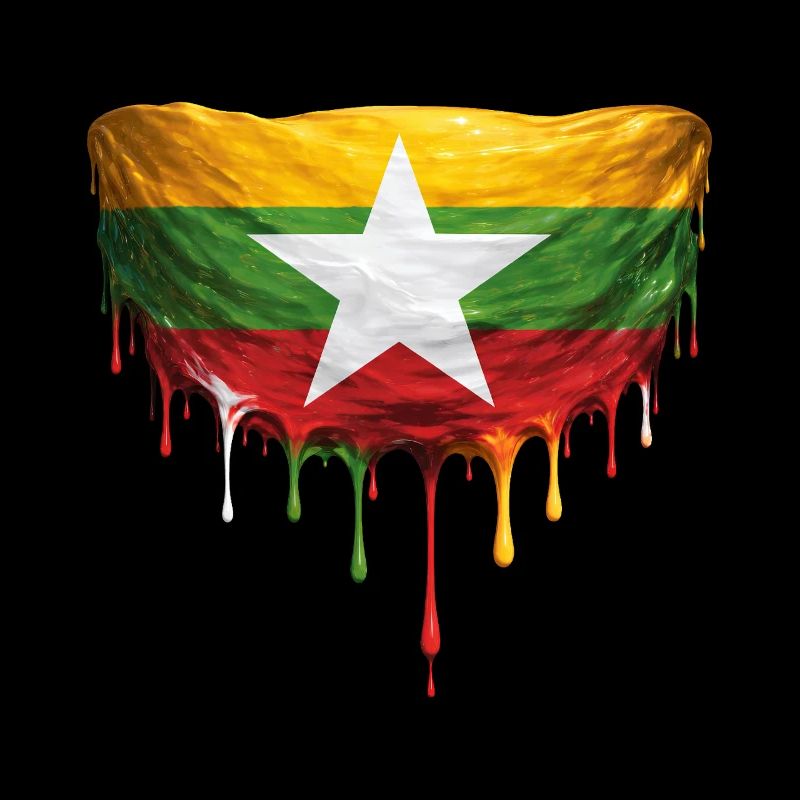 Myanmar Flag Drop Art