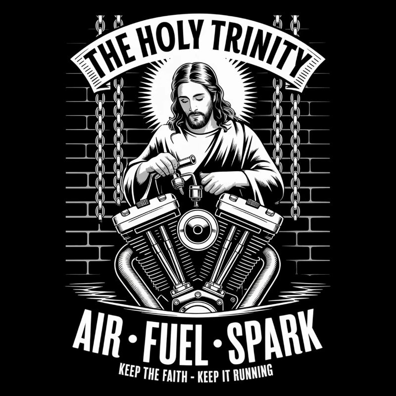 Holy Trinity Motorcycle Engine Art