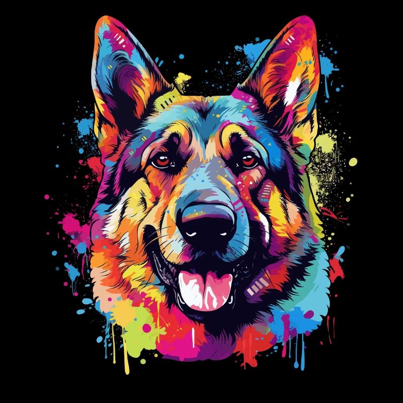 Splash Art Deutscher Schäferhund Farbenfroh