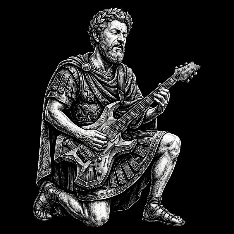 Marcus Aurelius joue de la guitare