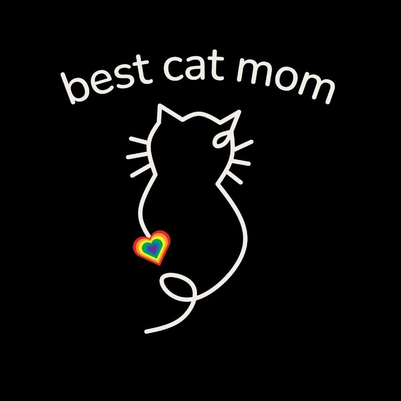 Best Cat Mom Regenbogenfarben Herz minimalistisch