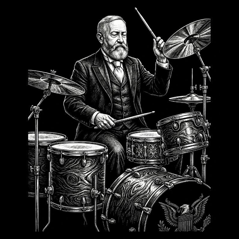 Benjamin Harrison spielt Schlagzeug