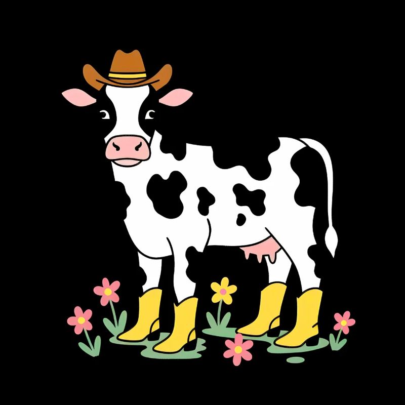 Vache style cowboy avec bottes