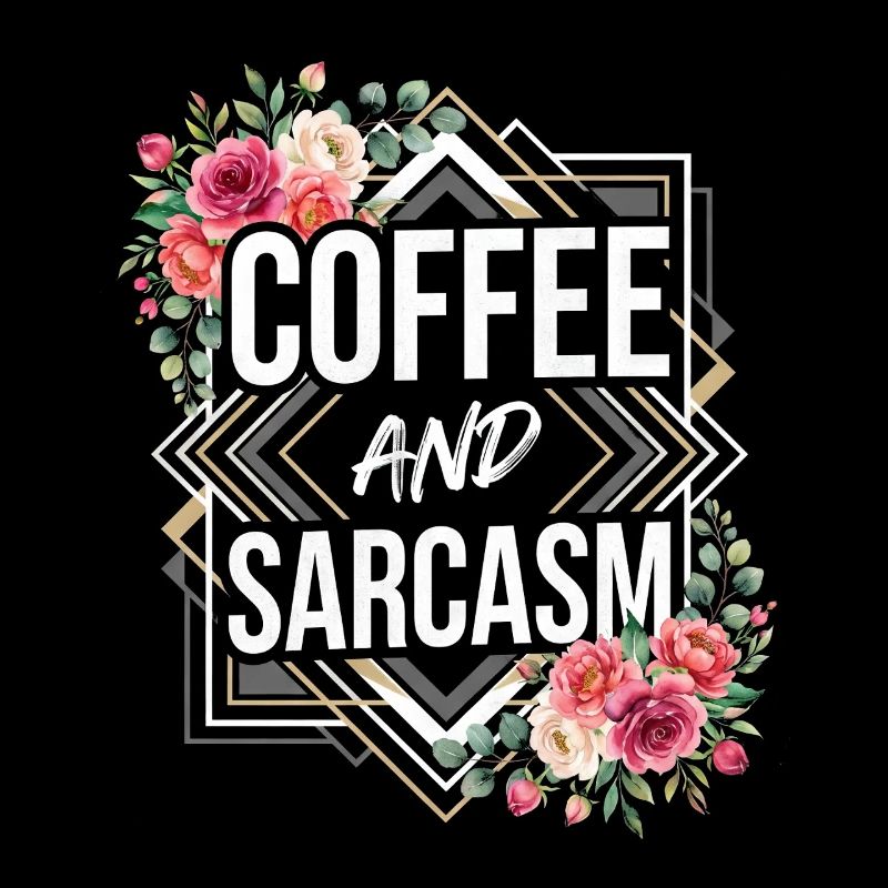Café et sarcasme Typographie Fleurs Citation Design