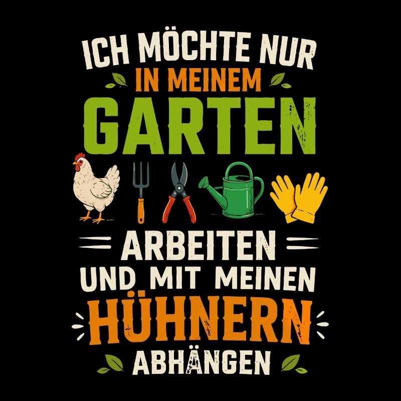 Gartenarbeit mit Hühnern Stimmung