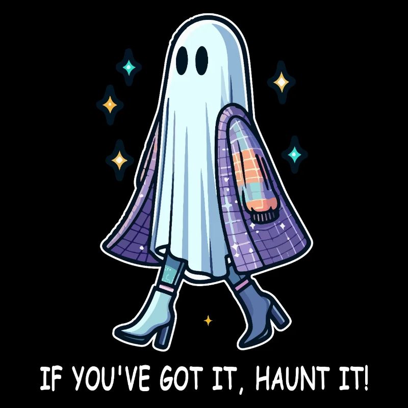 Chic ghost in boots and jacket