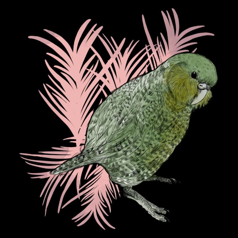Kakapo mit Palmwedel Vignette