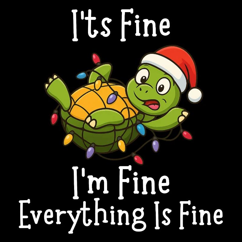 Funny Christmas Turtle It's Fine Everything fine