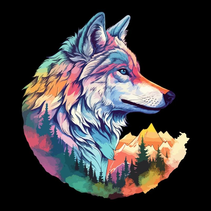 Wolf Wolf's Head Forest Nature Mountains Wilderness Colorful