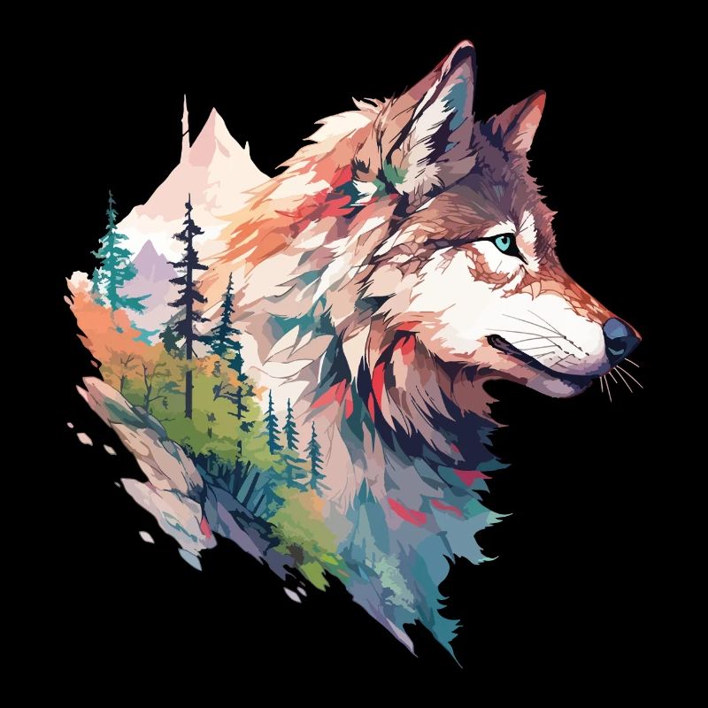 Wolf Wolf's Head Forest Nature Mountains Wilderness Colorful