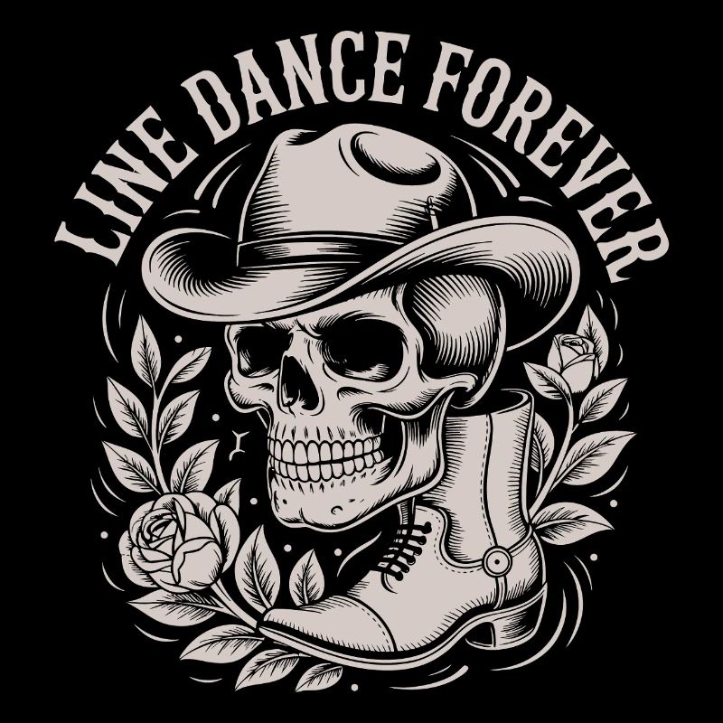Skull with Cowboy Hat Line Dance Forever