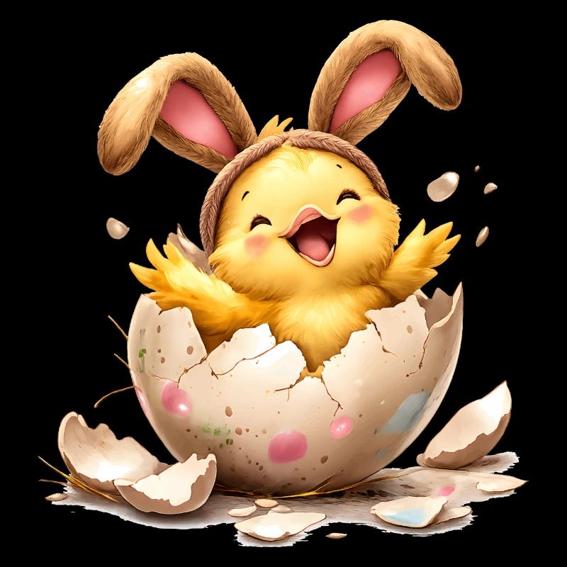 Chick with bunny ears in Easter egg