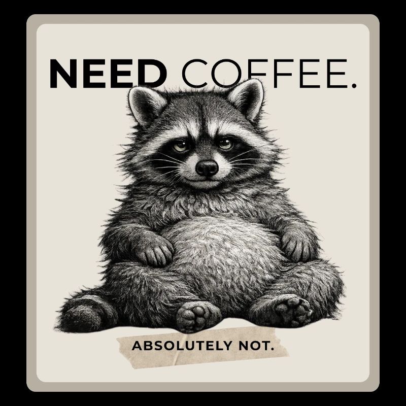 Need Coffee Lazy Raccoon Meme