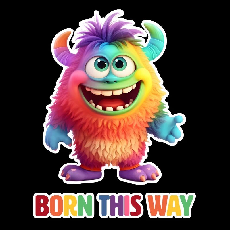 Born This Way - flauschiges Regenbogen Monster