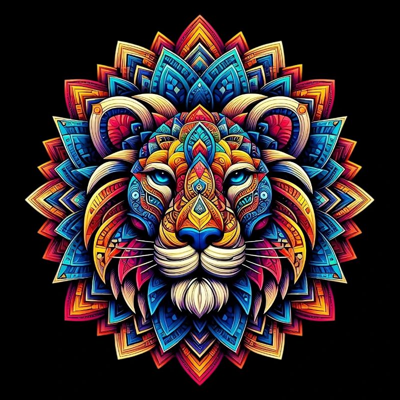 Lion decorated with Mandalas