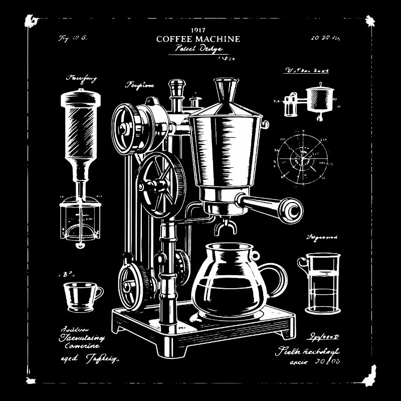 Retro-Espressomaschine-Blaupause