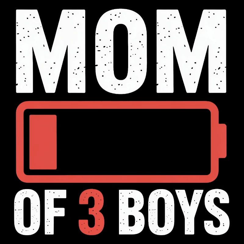 Mutter von 3 Jungs Batterie-Ikon-Tee