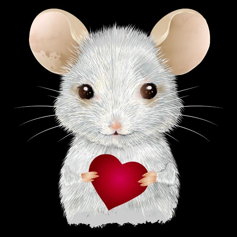 cute white mouse with heart for valentine's day