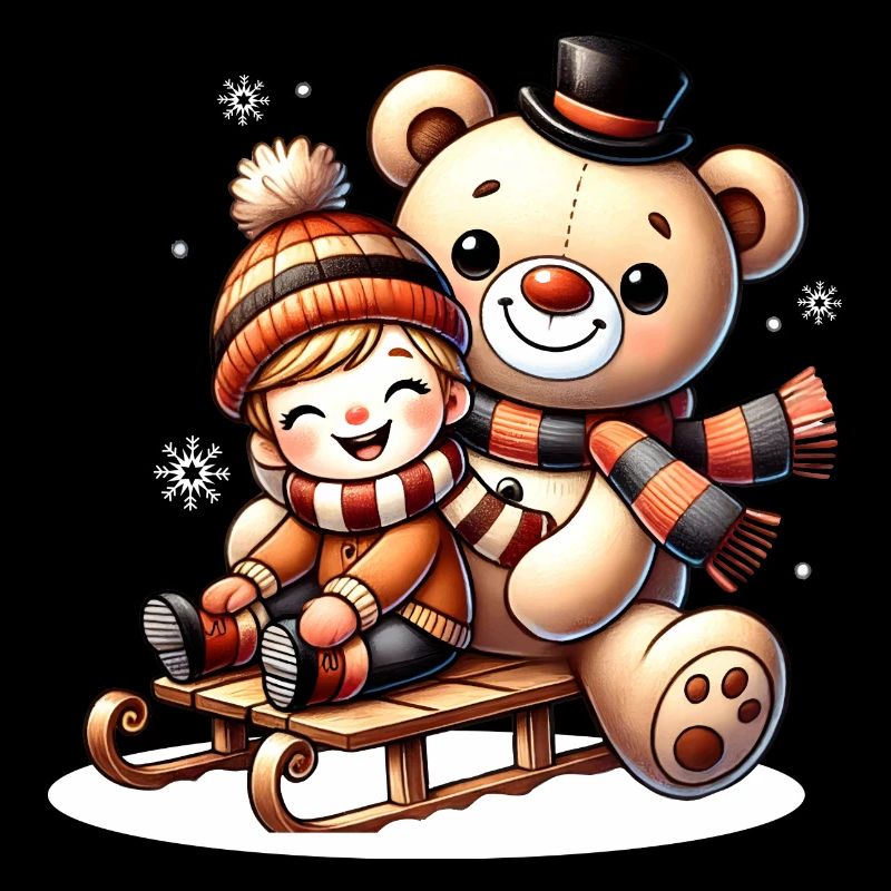 Schlittenfahrt mit Teddy – pure Winterfreude
