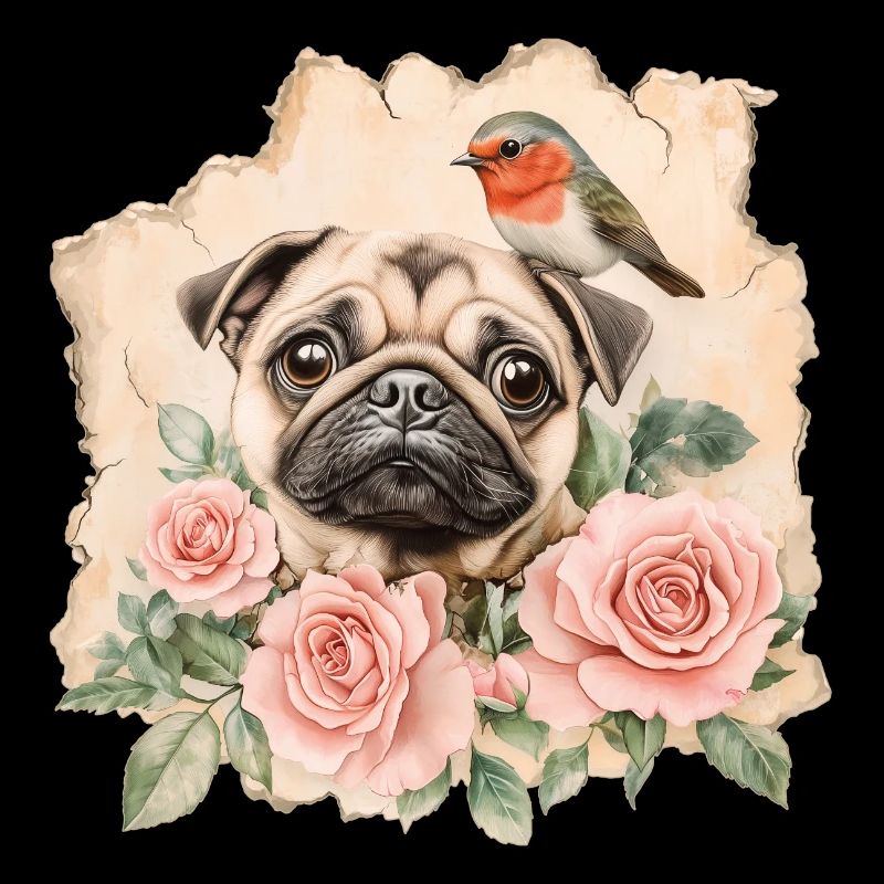 Mops und Rotkehlchen