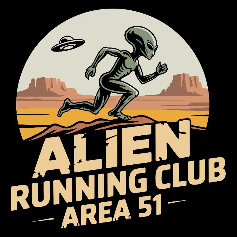 Funny Area 51 Alien UFO Running Runner