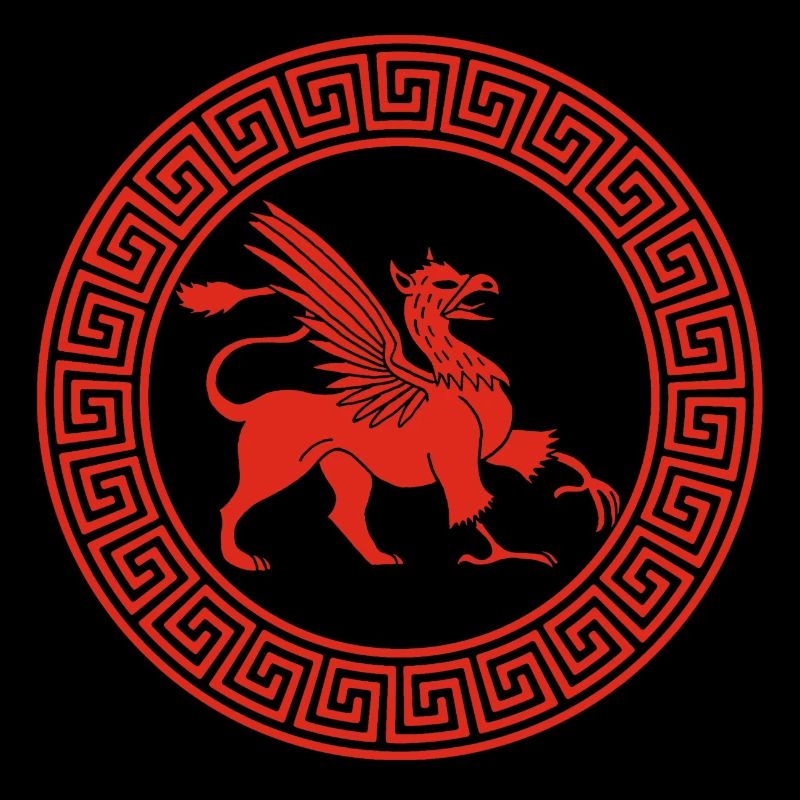 Griechisches rotes Greifsymbol