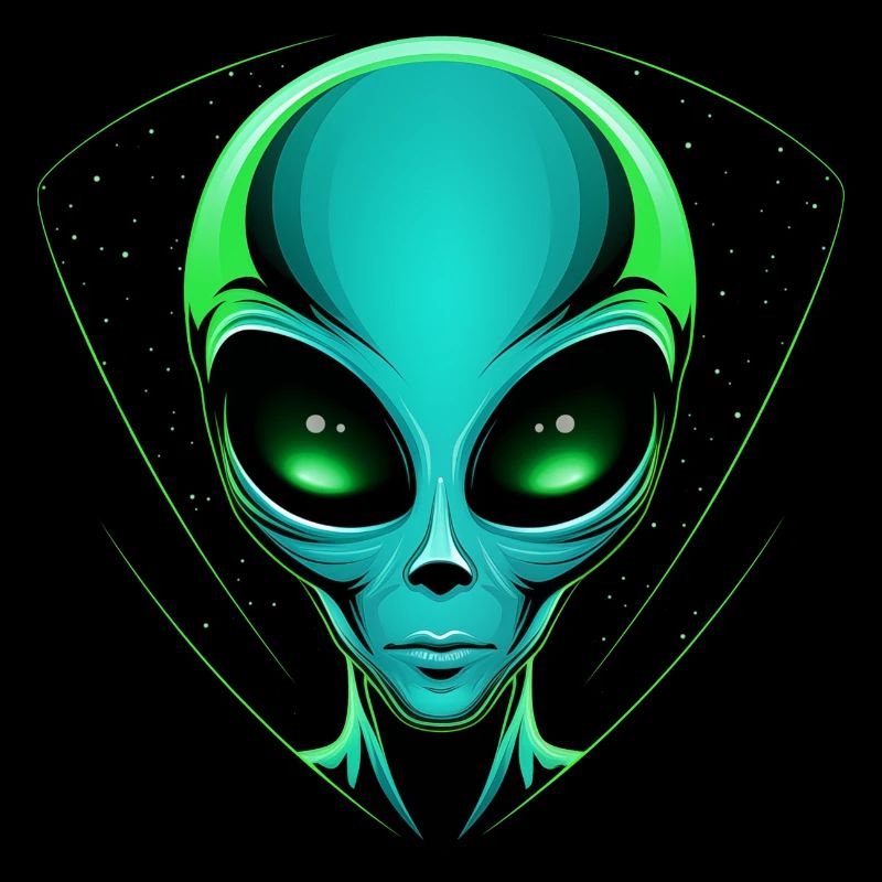 Green Alien Head – Alien UFO Outer Space