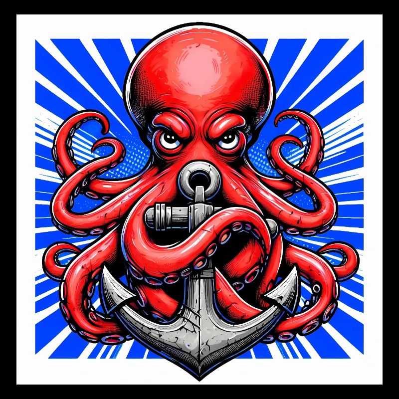 Oktopus umarmt einen Anker