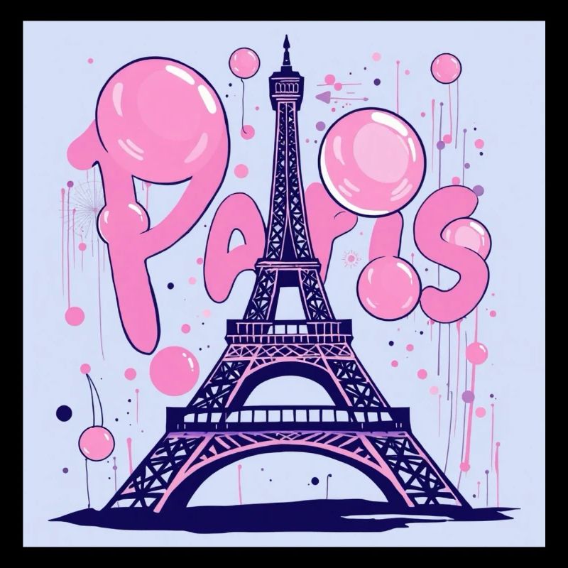 Paris Graffiti am Eiffelturm - fliegender Kaugummi