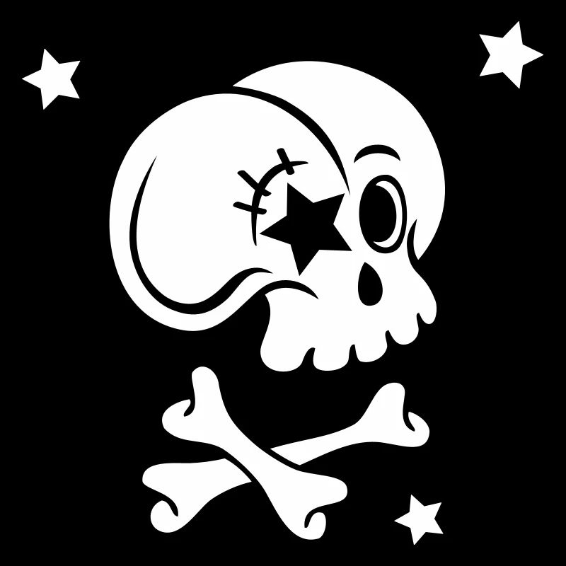 Skull with bones and stars