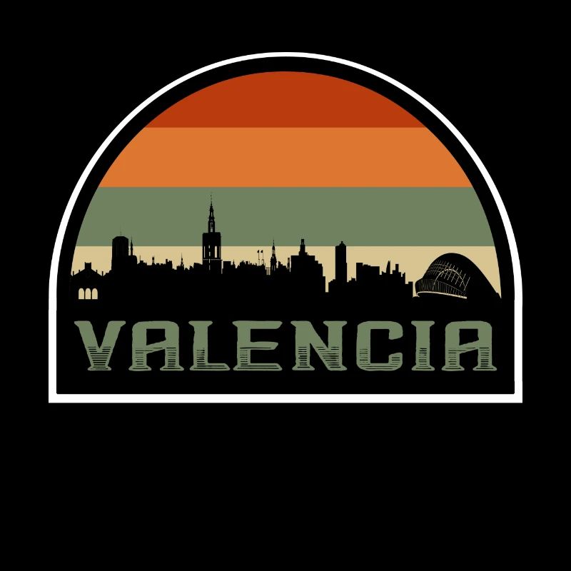 Valence Espagne Skyline Silhouette Drapeau Espagnol