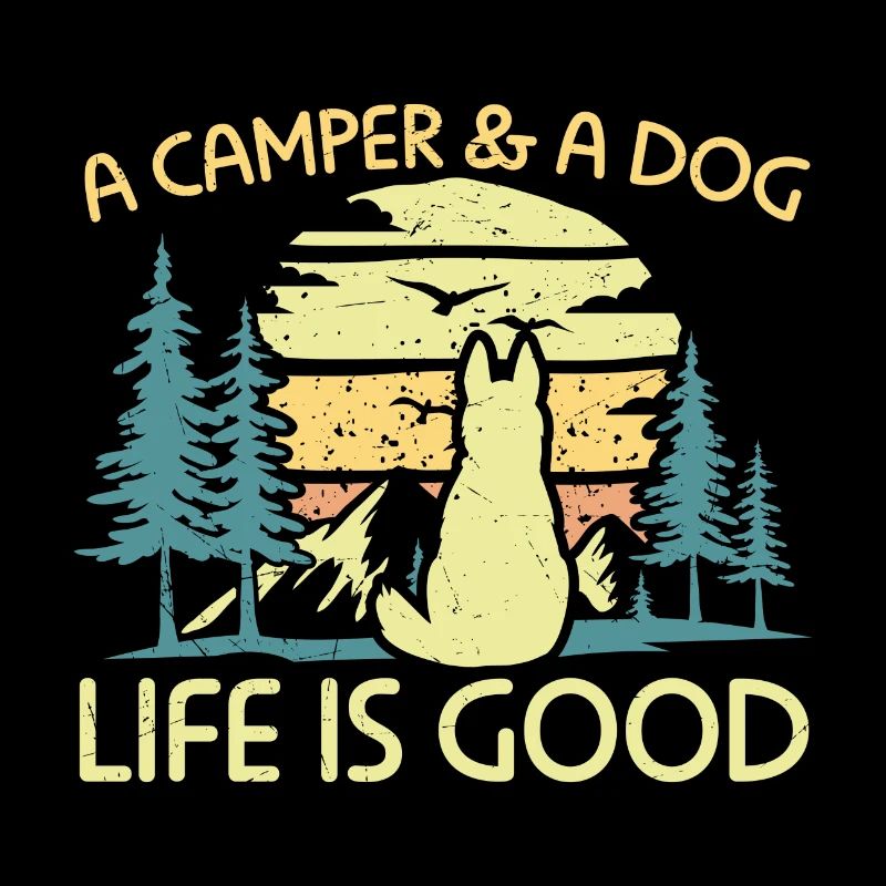 Camping ein Wohnmobil und ein Hundeleben ist gut
