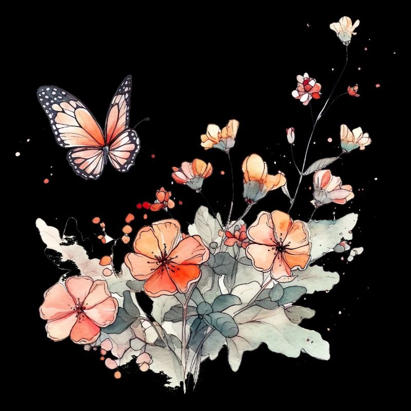 Blumen + Schmetterling - minimal abstrakt
