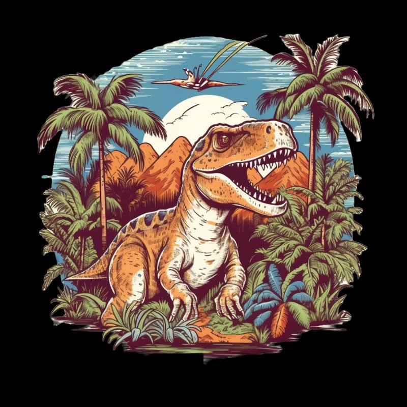 Dinosaurier in Urzeitlandschaft