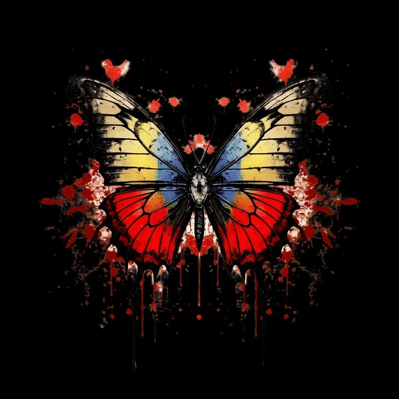 Papillon coloré avec motif d’éclaboussures de sang
