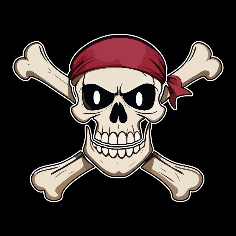 Drapeau de pirate tête de pirate crâne et os