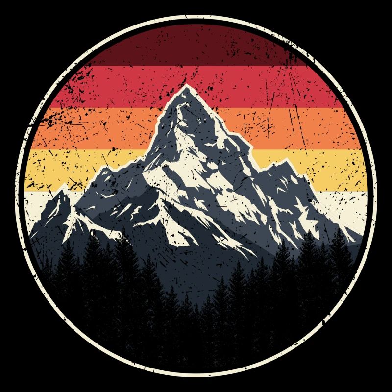 Mountain Sunset Retro Abzeichen