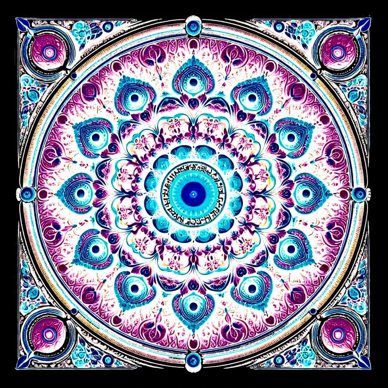 Orbitale Mandala Blau-Rosa