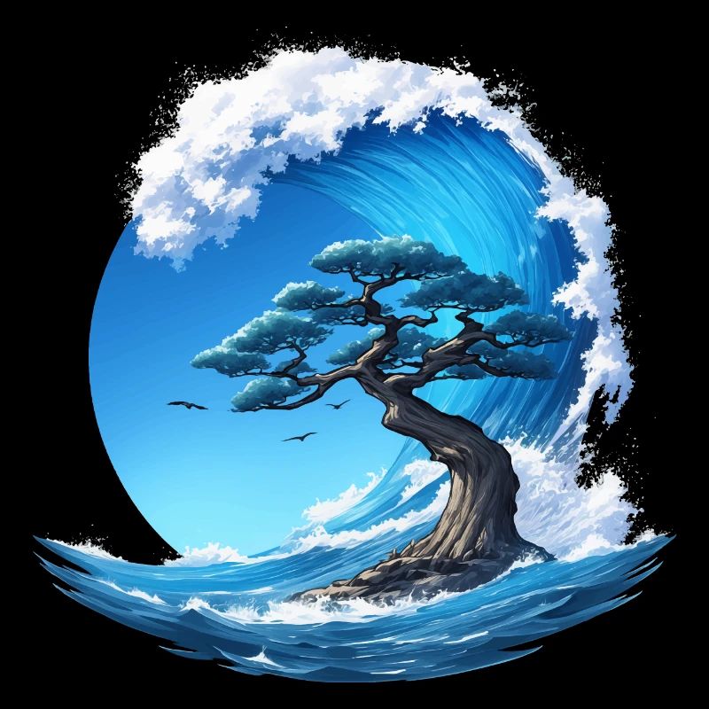 A tree under a wave