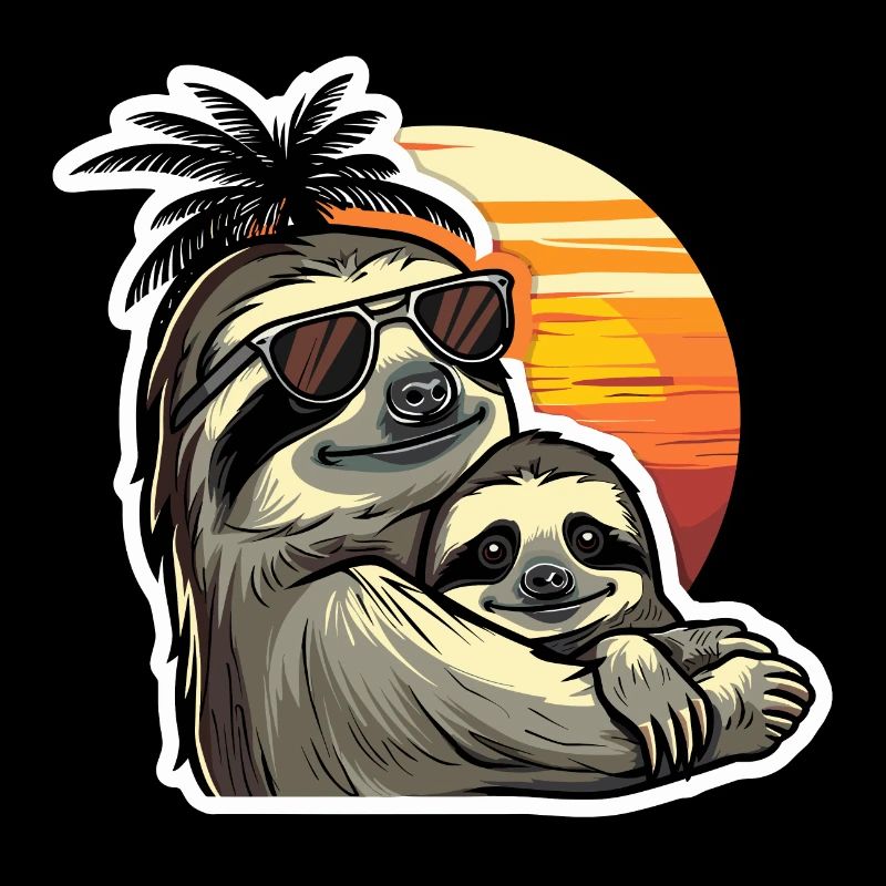 Sloth Dad Son Sloths Fathers Lazy Sleeping