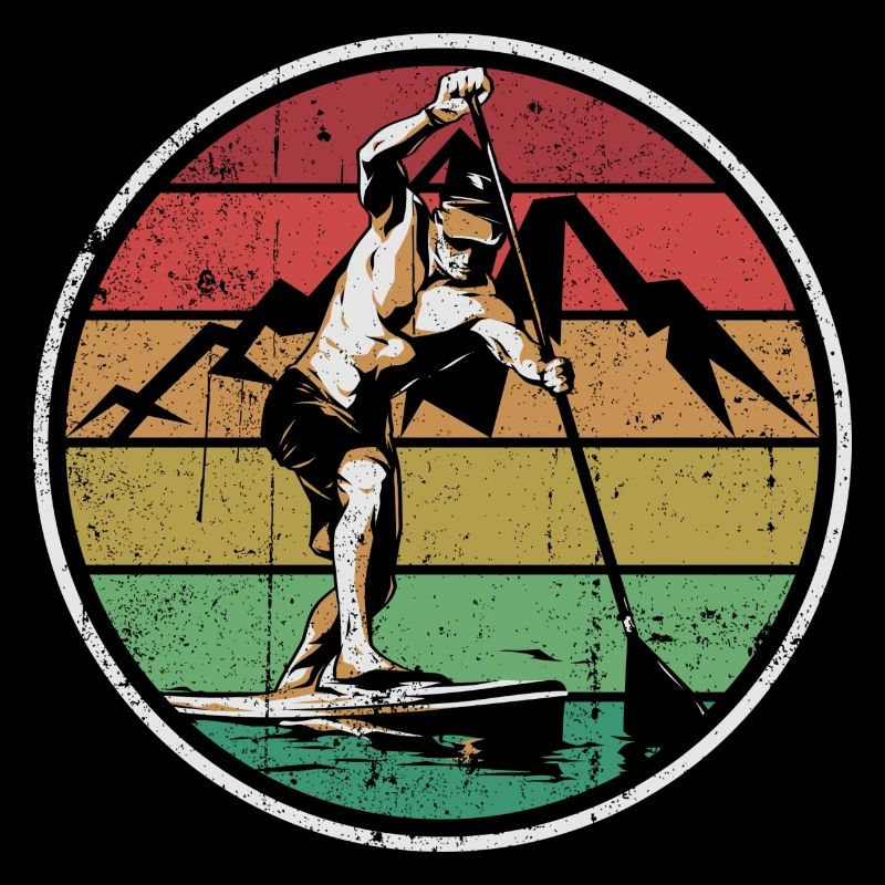 Retro Sunset Wakeboarder Circle