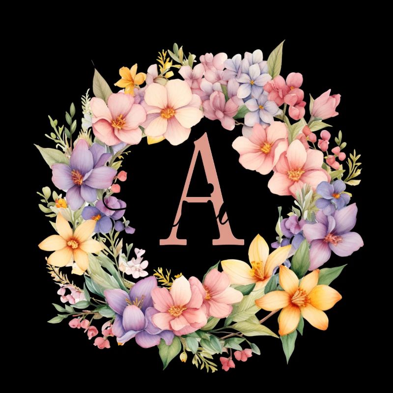 A| Monogramme | Nom | Anja | Aquarelle | Coloré