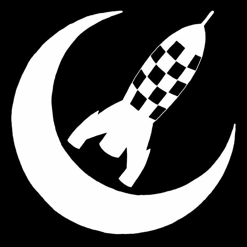 Fusée blanche et demi lune