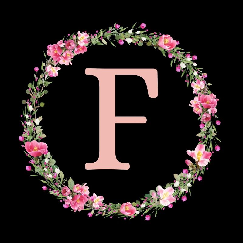 F Monogram, Couronne de fleurs, Personnalisable