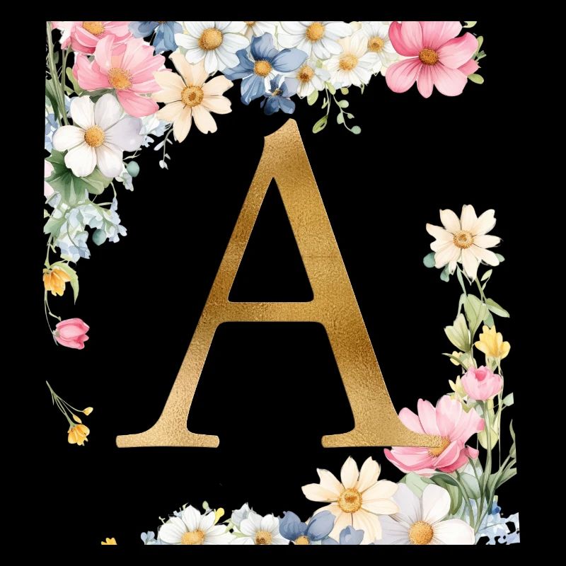 A Monogramm, Floral, personalisierbar