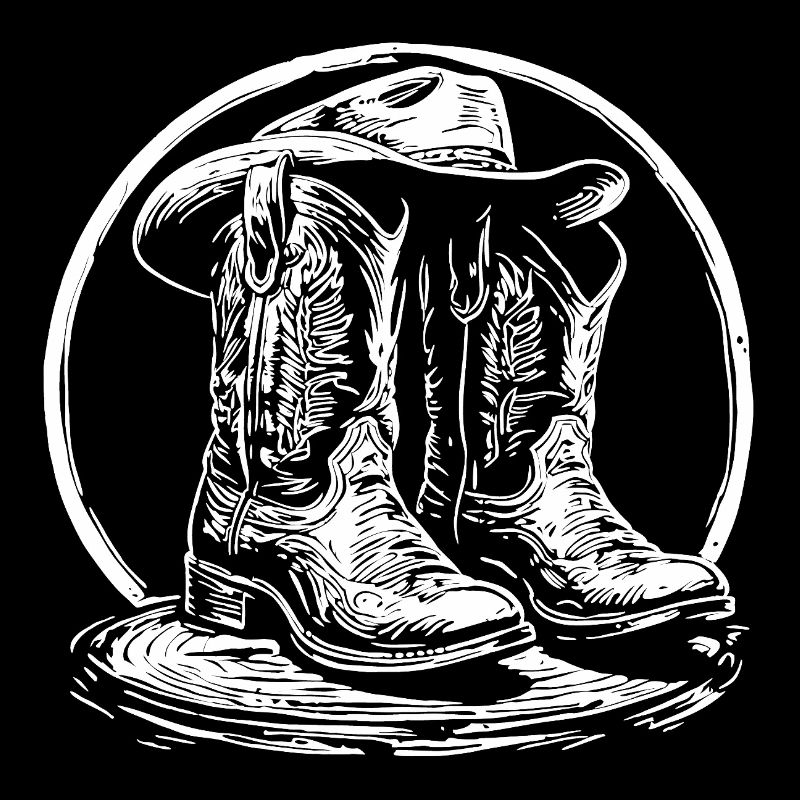 Western Boots silhouette in a circle