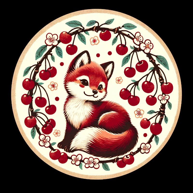Cherry Ring Fox Vintage Circle