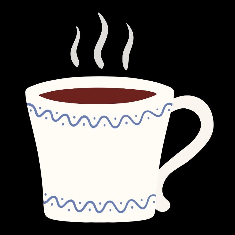 Steaming Mug with Blue Wave Trim
