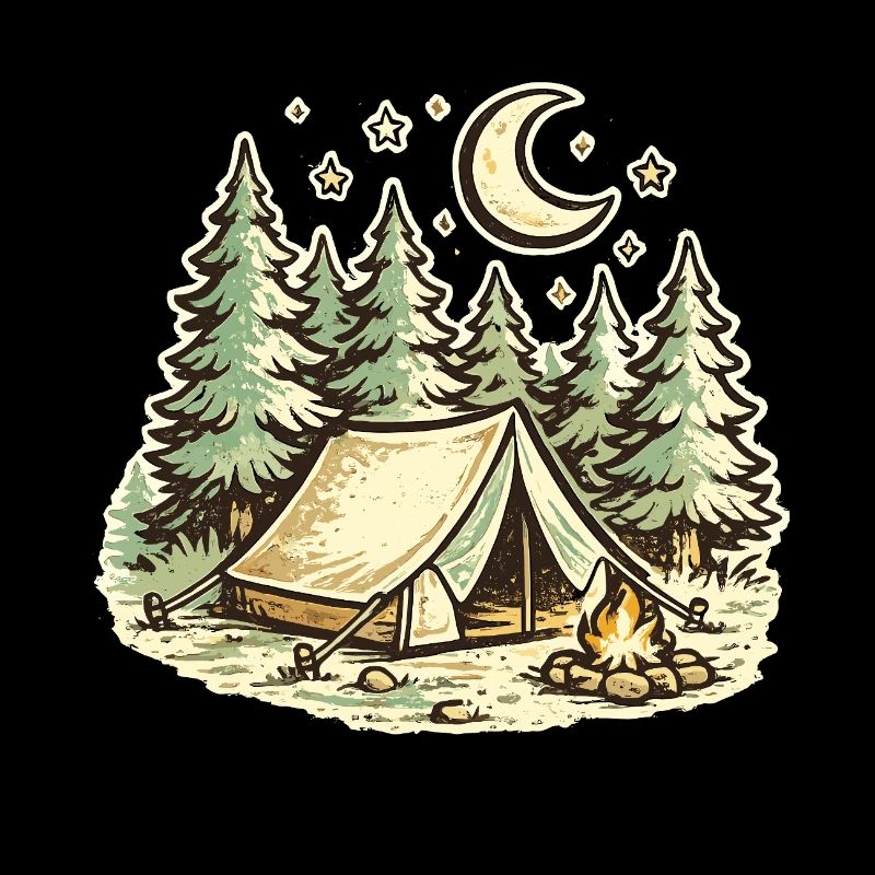 Nuits de lune en camping en forêt