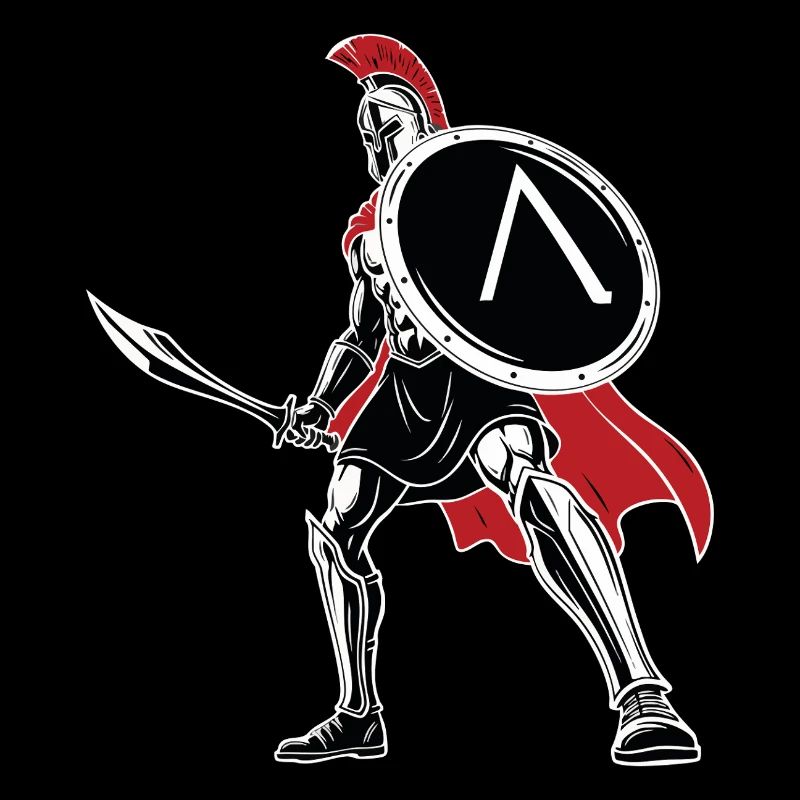 Spartan Sword Shield Mascot Spartan Legend